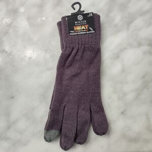 NWT Winter Essentials Heat Touch Screen Knit Gloves Purple Size S/M